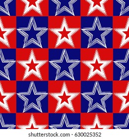 Seamless pattern with stars in American flag colors