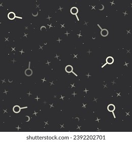 Seamless pattern with stars, astrological connection symbols on black background. Night sky. Vector illustration on black background