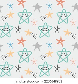 Seamless pattern with stars for baby textile