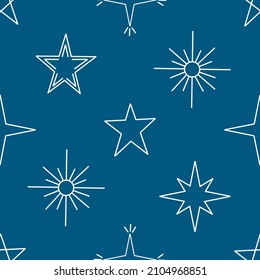 Patrón sin foco con estrellas. Fondos y fondos de pantalla para invitaciones, tarjetas, tejidos, embalajes, textiles, carteles. Ilustración vectorial.