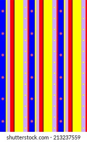 Seamless pattern of stars and bars in various colors.