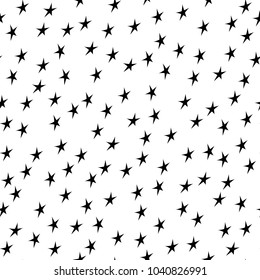 Seamless Pattern with Stars, Black and White Pattern for Fabric and Wrapping Paper, Vector Illustration
