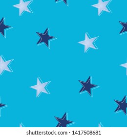 seamless pattern with stars in blue colors - blue background theme