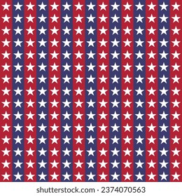 Seamless pattern with stars in blue red white.Concept of America USA military veterans.Vector illustration.