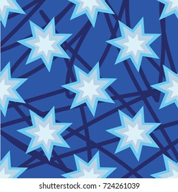 Seamless pattern with stars, blue for textiles, Wallpaper, paper, decor, design