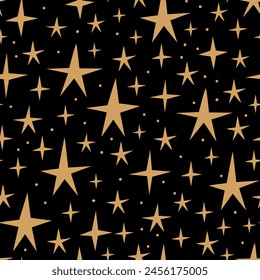 Seamless pattern with stars in boho style. Vector flat abstract background