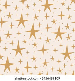 Seamless pattern with stars in boho style. Vector flat abstract background