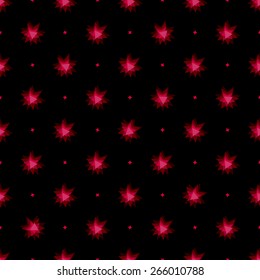 Seamless pattern with stars bright fluorescent pink color on a black background