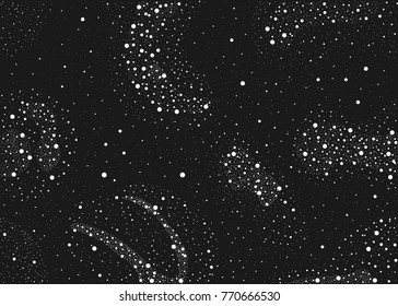 Seamless Pattern with stars and bright shiny stars on dark background. Cosmic Background for cards, book covers, templates, patterns, etc. Vector Illustration