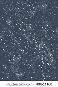 Seamless Pattern with stars and bright shiny stars on dark background. C Vector Illustration