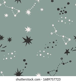 Seamless pattern with stars. Cartoon design for clothing, nursery wall art and card.