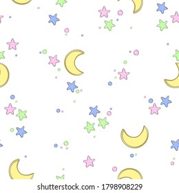 Seamless pattern with stars in cartoon style. Vector illustration for kids.