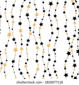 Seamless pattern with stars in cartoon style. Vector illustration for kids.