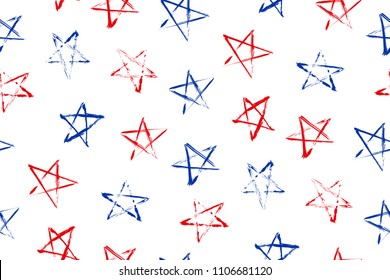 Seamless pattern with the stars of the celebration of Independence Day and Memorial Day. Vector illustration