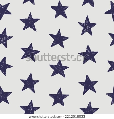 Seamless pattern with stars for children's textiles. Vector doodle sketch.