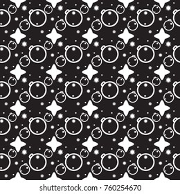 Seamless pattern with stars and Christmas balls.
