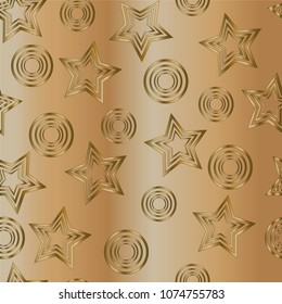 seamless pattern. stars and circles of gold color