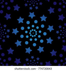 Seamless pattern from stars and circles. Texture for fabric and wallpaper. Vector illustration.
