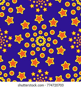 Seamless pattern from stars and circles. Texture for fabric and wallpaper. Vector illustration.