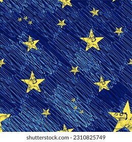 Seamless pattern with stars. Colorful simple pattern. Festive pattern with stars. Night sky background. Kids texture. Nursery prints for textile, apparel, wrapping paper
