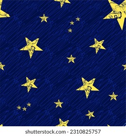 Seamless pattern with stars. Colorful simple pattern. Festive pattern with stars. Night sky background. Kids texture. Nursery prints for textile, apparel, wrapping paper