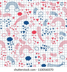 Seamless pattern stars and comets. Color details. Seamless pattern.