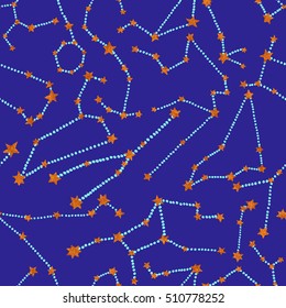 Seamless pattern with stars and constellations
