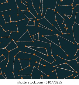 Seamless pattern with stars and constellations