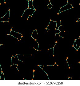 Seamless pattern with stars and constellations