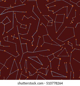 Seamless pattern with stars and constellations