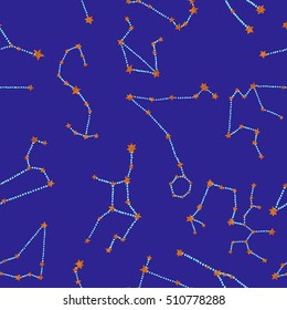 Seamless pattern with stars and constellations