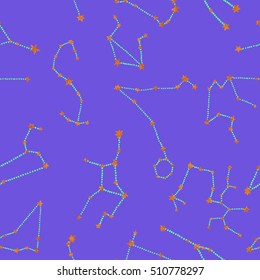Seamless pattern with stars and constellations