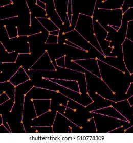 Seamless pattern with stars and constellations