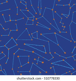 Seamless pattern with stars and constellations