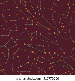 Seamless pattern with stars and constellations