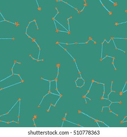 Seamless pattern with stars and constellations
