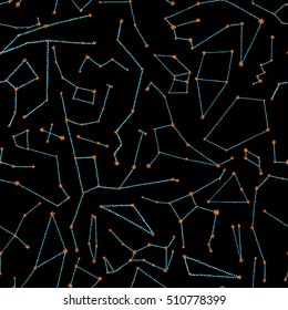 Seamless pattern with stars and constellations