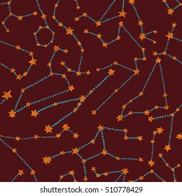 Seamless pattern with stars and constellations