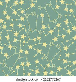 Seamless pattern with stars and constellations. Astronomical background. Print for textile, covers, surface. For fashion fabric.