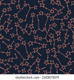 Seamless pattern with stars and constellations. Astronomical background. Print for textile, covers, surface. For fashion fabric.