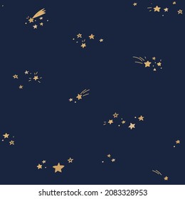 Seamless pattern of the stars and constellations on the night sky background