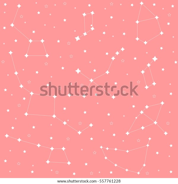 Seamless Pattern Stars Constellations Pink Background Stock Vector ...