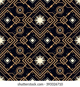 Seamless pattern with stars and constellations. Useful for wrapping, web backgrounds and fabric design.