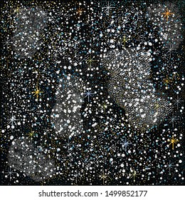 Seamless Pattern with Stars. Cosmic Background. Vector Illustration