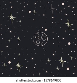 Seamless Pattern with Stars. Cosmic Background. Vector Illustration