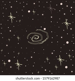 Seamless Pattern with Stars. Cosmic Background. 
