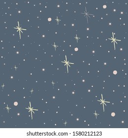 Seamless Pattern with Stars. Cosmic Background. 