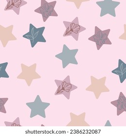 seamless pattern of stars of different colors. Wallpaper. gift paper. Simple pattern, Stationery. Vector illustration.