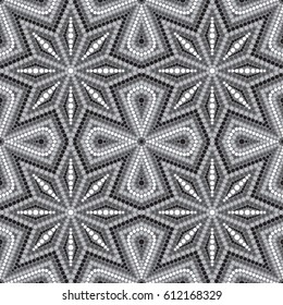 Seamless pattern with stars with dot painting.