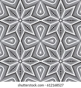 Seamless pattern with stars with dot painting.